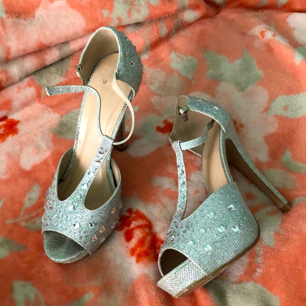 Silver sparkly high heels